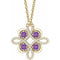 14K Yellow Natural Amethyst & 1/6 CTW Natural Diamond Clover 18