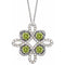14K White Natural Peridot & 1/6 CTW Natural Diamond Clover 18