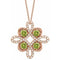 14K Rose Natural Peridot & 1/6 CTW Natural Diamond Clover 18