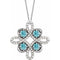 Platinum Natural Blue Zircon & 1/8 CTW Natural Diamond Clover 18