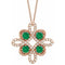 14K Rose Lab-Grown Emerald & 1/6 CTW Diamond Clover 18