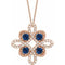 14K Rose Lab-Grown Blue Sapphire & 1/6 CTW Diamond Clover 18