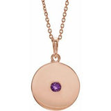 14K Rose Natural Amethyst Disc 16-18" Necklace