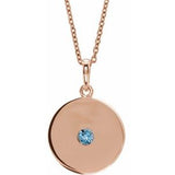 14K Rose Natural Aquamarine Disc 16-18" Necklace