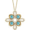 14K Yellow Natural Blue Zircon & 1/8 CTW Natural Diamond Clover 18