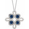 14K White Lab-Grown Blue Sapphire & 1/6 CTW Diamond Clover 18