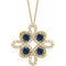 14K Yellow Lab-Grown Blue Sapphire & 1/6 CTW Diamond Clover 18