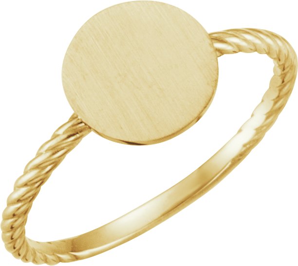 14K Yellow Gold Be Posh® Engravable Rope Signet Ring