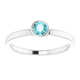 14K White Gold 4 mm Natural Blue Zircon Ring