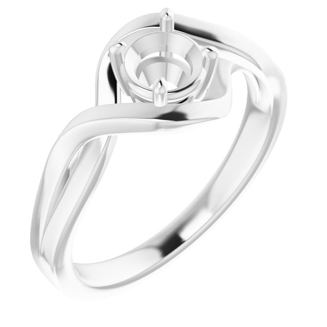 14K White5.2 mm Round Ring Mounting