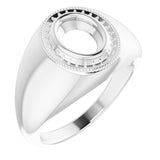 14K White 8x6 mm Oval Halo-Style Ring Mounting