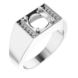 14K White 8x8 mm Cushion Ring Mounting