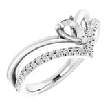 14K White 1/6 CTW Natural Diamond Semi-Set Negative Space Ring