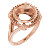 10K Rose9 mm Round Ring Mounting