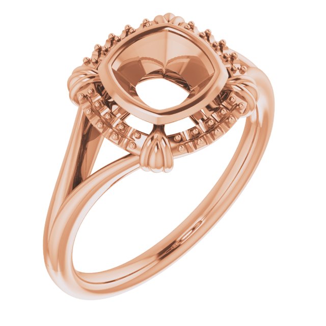 10K Rose6 mm Cushion Ring Mounting