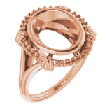 10K Rose11x9 mm Oval Ring Mounting