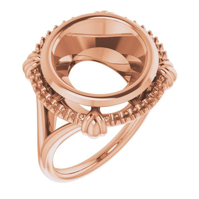 10K Rose12 mm Round Ring Mounting