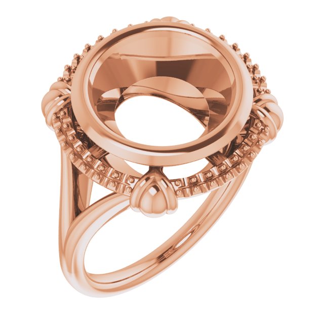 10K Rose11 mm Round Ring Mounting