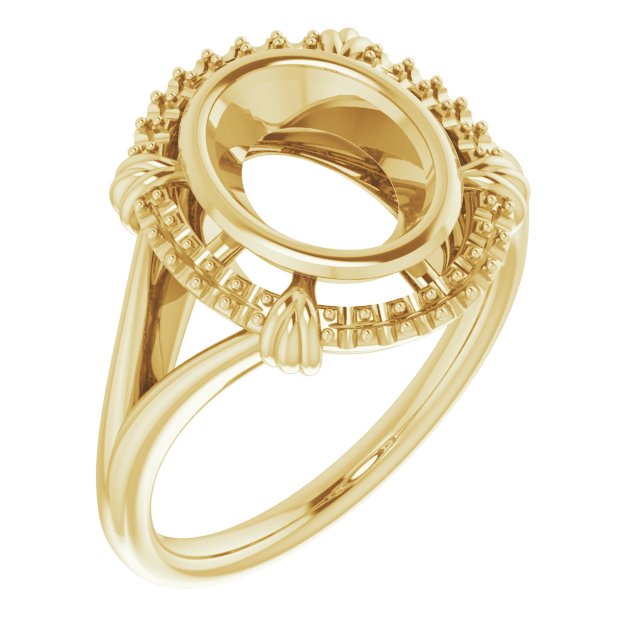 10K Yellow9x7 mm Oval Ring Mounting