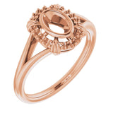 14K Rose6x4 mm Oval Ring Mounting