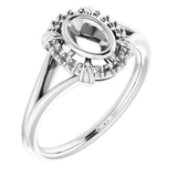 10K White6x4 mm Oval Ring Mounting