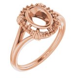 10K Rose7x5 mm Oval Ring Mounting