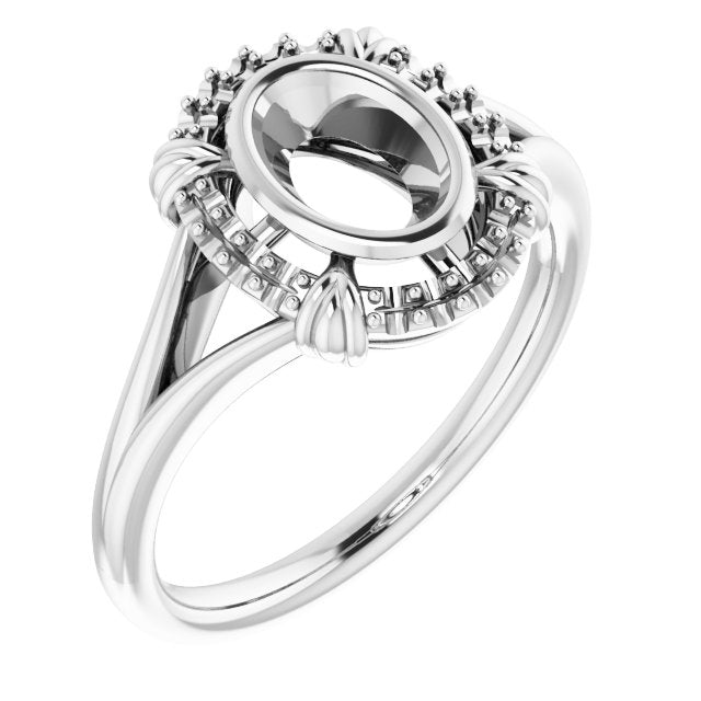 14K White7x5 mm Oval Ring Mounting