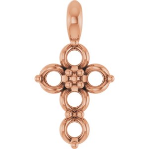 14K Rose 2 mm Round Cross Pendant Mounting