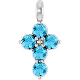 Platinum Natural Aquamarine Cross Pendant