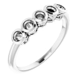14K White Five-Stone Bezel-Set Ring Mounting