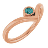 14K Rose Natural Alexandrite Bezel-Set V Ring
