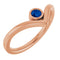 14K Rose Natural Blue Sapphire Bezel-Set V Ring