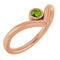 14K Rose Natural Peridot Bezel-Set V Ring
