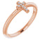 14K Rose .03 CTW Natural Diamond Stackable Cross Ring