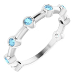 Sterling Silver Natural Aquamarine Bezel-Set Bar Ring