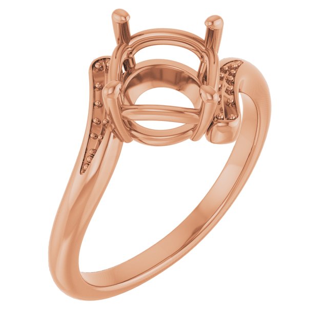 10K Rose8 mm Round Ring Mounting