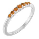 Platinum Natural Citrine Stackable Ring