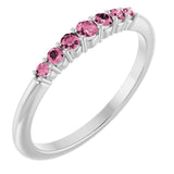 Platinum Natural Pink Tourmaline Stackable Ring