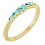 14K Yellow Natural Blue Zircon Stackable Ring