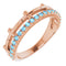 14K Rose Natural Aquamarine Stackable Cross Ring
