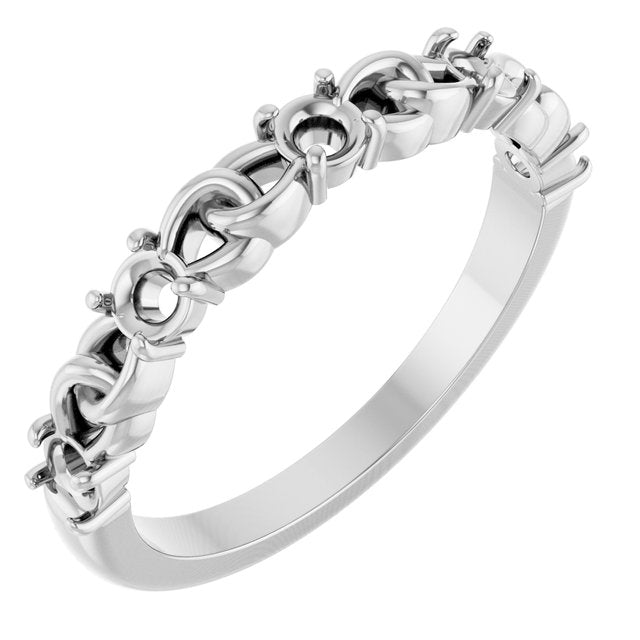 14K White Accented Stackable Link Ring Mounting