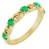14K Yellow Natural Emerald Stackable Ring