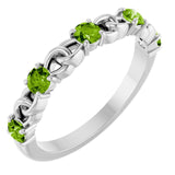 Platinum Natural Peridot Stackable Ring