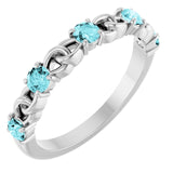 Platinum Natural Blue Zircon Stackable Ring