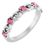 Sterling Silver Natural Pink Tourmaline Stackable Ring