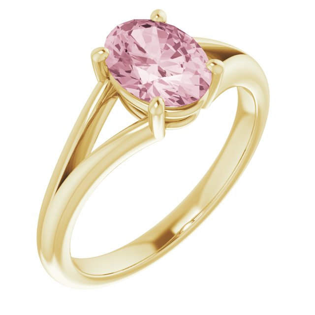 14K Yellow Gold Natural Pink Morganite Ring