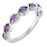 Platinum Natural Amethyst Stackable Ring