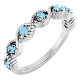 Sterling Silver Natural Aquamarine Stackable Ring