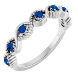 Platinum Natural Blue Sapphire Stackable Ring