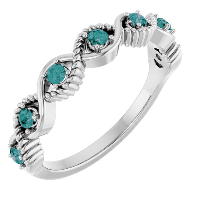 14K White Lab-Grown Alexandrite Stackable Ring